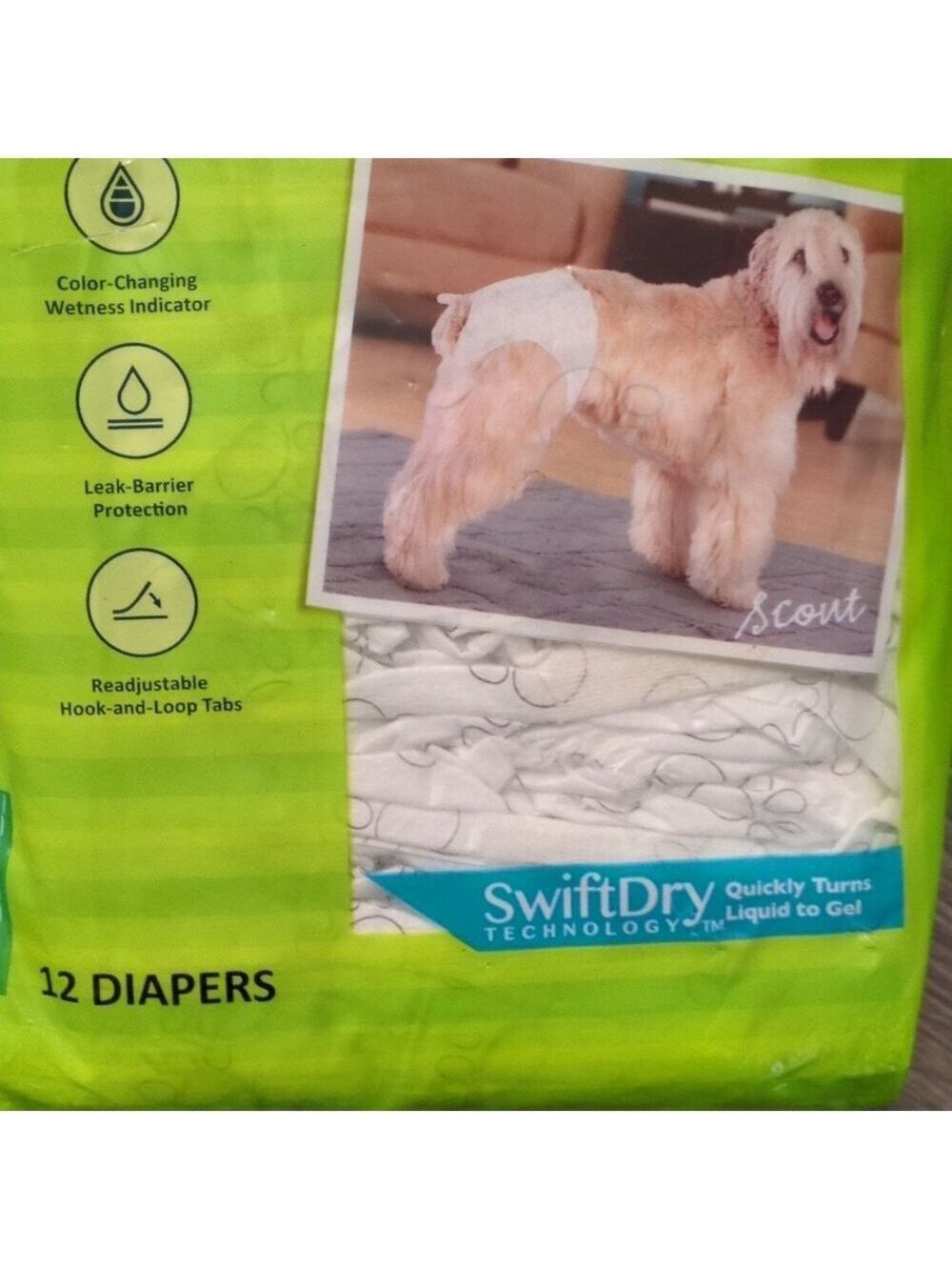 Top Paw 12 Disposable Diapers Size Large (35-55lbs)
